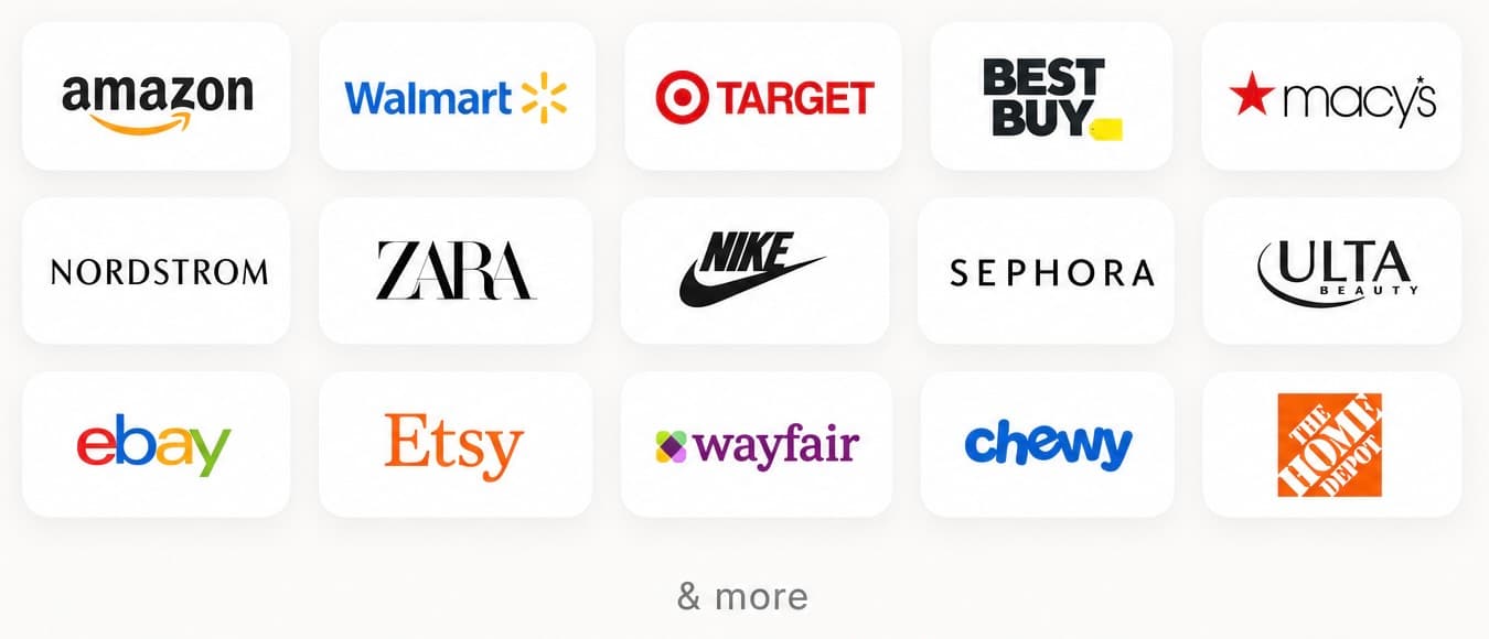 Cluster of popular online shopping destination logos